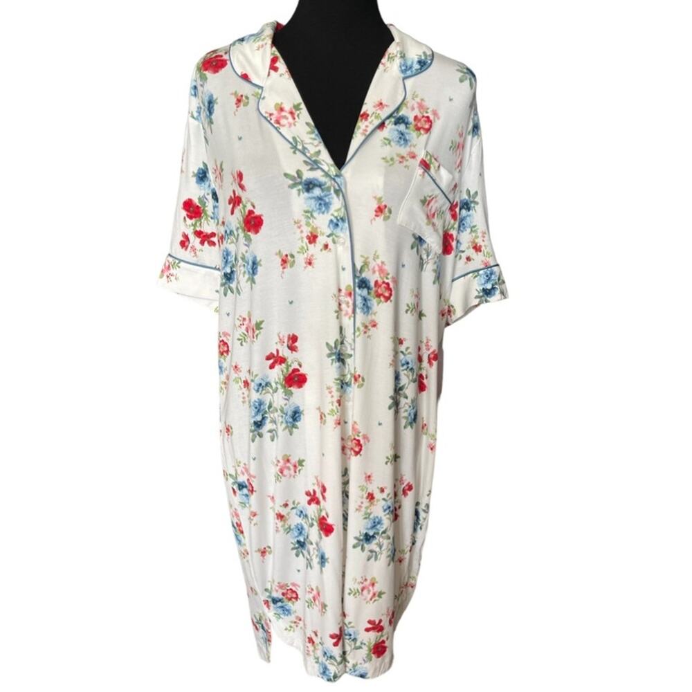NEW ~ RACHEL PARCELL ~ Modal ~ Nightshirt In Ivory Bouquet Large - Picture 2 of 7